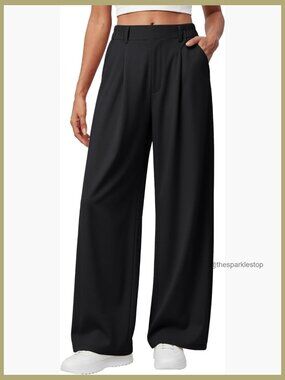 Wide Leg Stretchy Work Pants with Pockets High Waist Palazzo Trousers